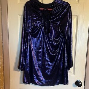 Shimmery Purple Long-Sleeve Dress